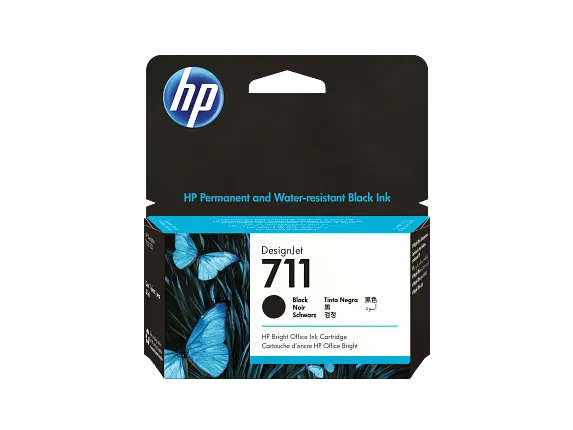 HP 711 38-ml Black DesignJet Ink Cartridge, CZ129A