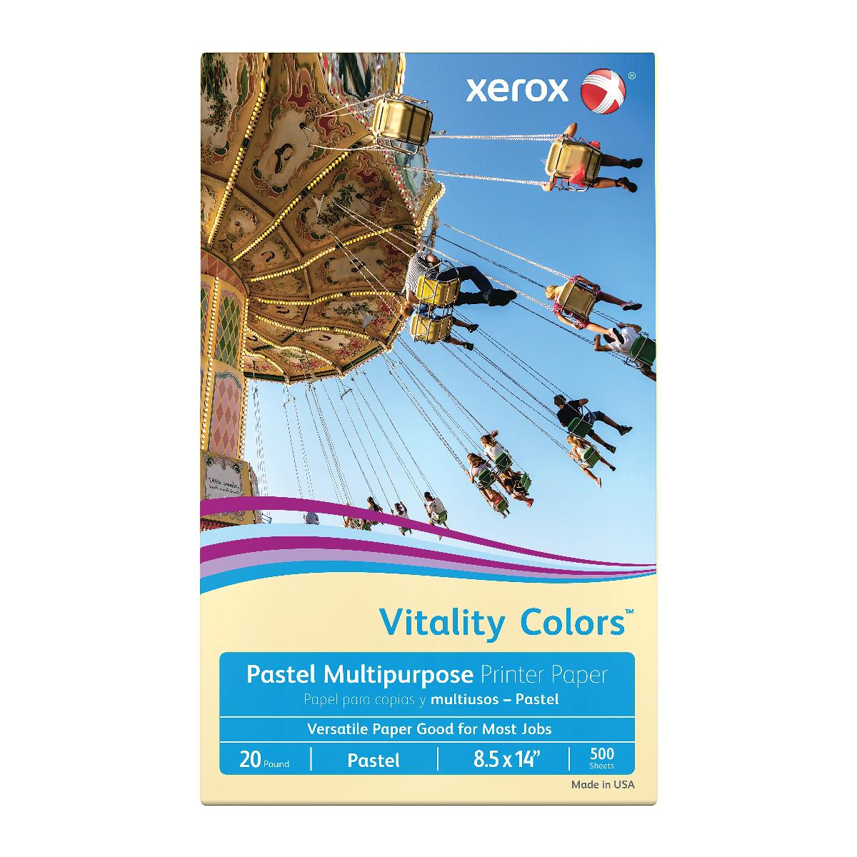 Xerox Vitality Colors Pastels Multipurpose Paper, 8.5 x 14 Legal, Ivory, 20 lb, 500 Sheets per Ream (3R20087)