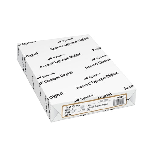 Accent Opaque Vellum White Text Paper, 24lb Bond / 60lb Text, 8.5" x 11", 97 Bright, 5,000 Sheets (109447)