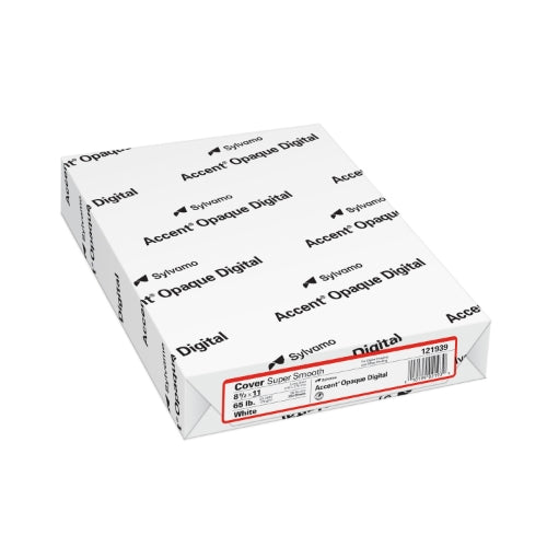 Accent Opaque Super Smooth White Cover Paper, 65lb, 8.5" x 11", 97 Bright, 250 Sheets/Ream (121939)