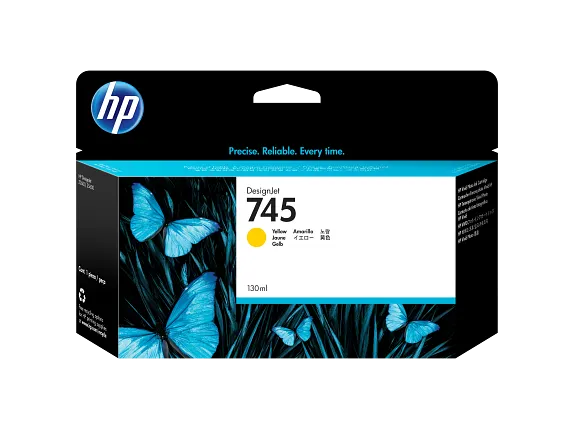 HP 745 130-ml DesignJet Yellow Ink Cartridge, F9J96A